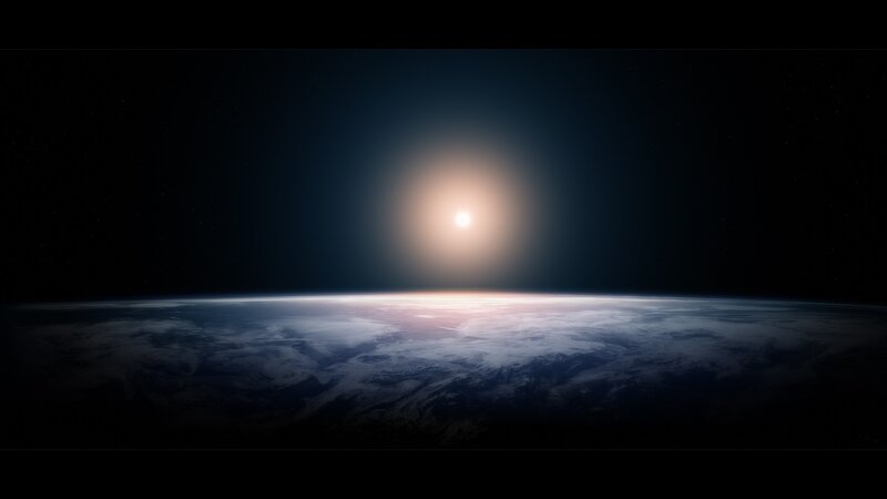 Earth from Space — Blue, Serene, Sunrise, Digital Art, Sun