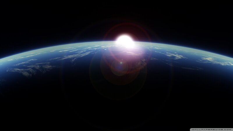 Earth from Space — Blue, Serene, Sunrise, Digital Art