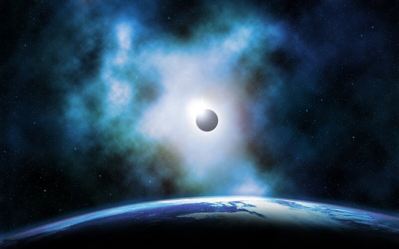 Earth from space during eclipse