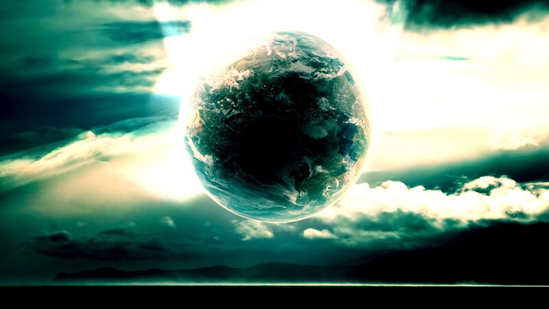 Earth from Space — Green, Dramatic, Digital Art, Clouds