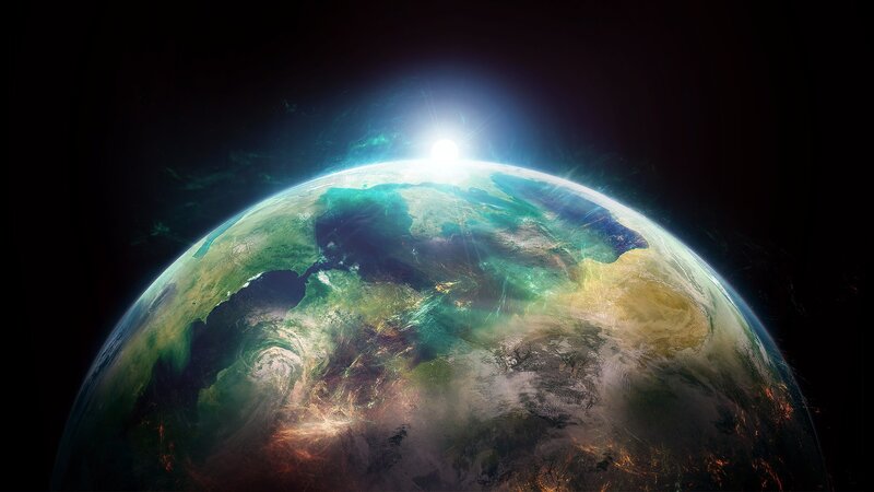 Earth from Space — Green, Dramatic, Sunrise