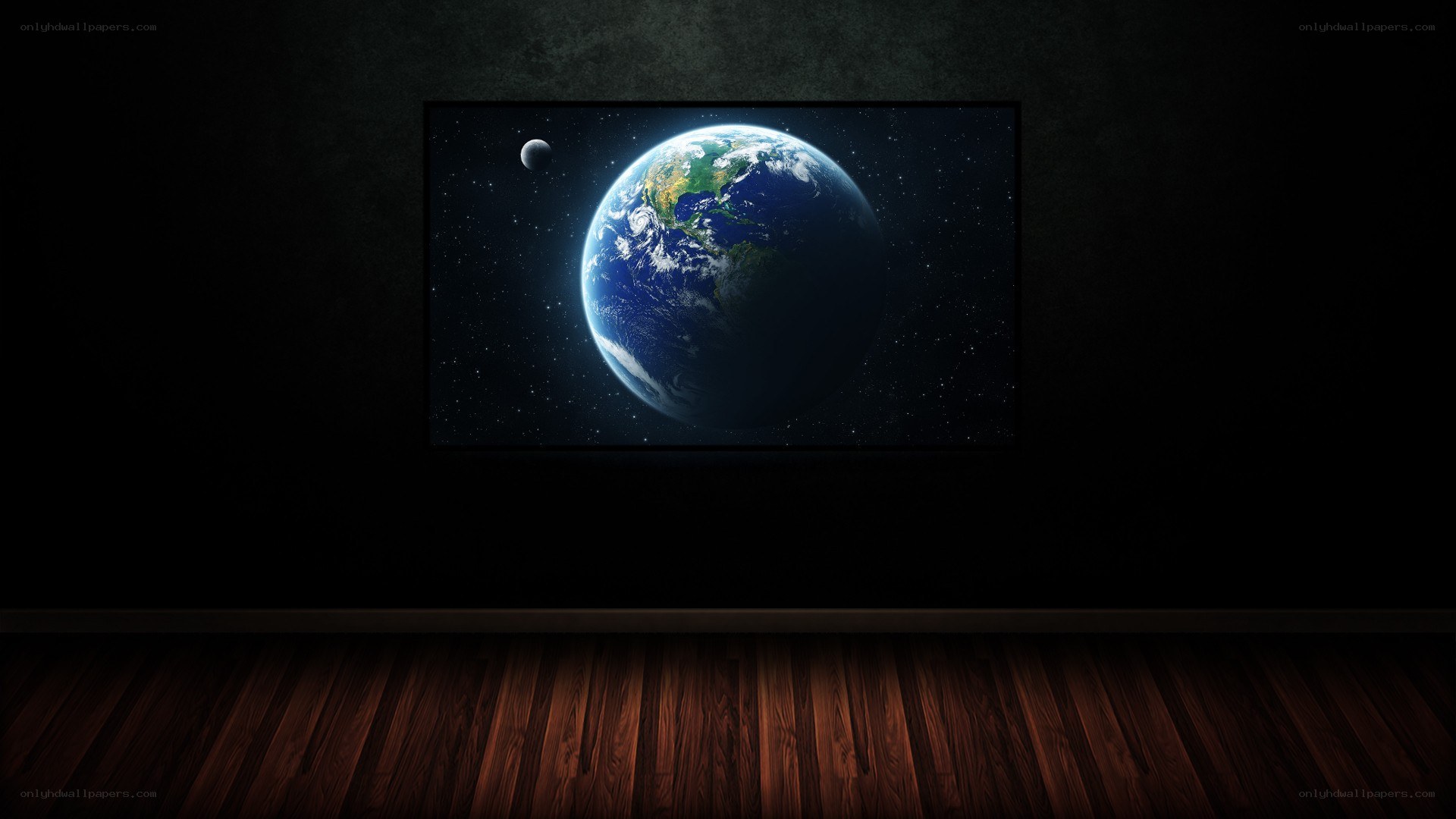 Earth from space on screen