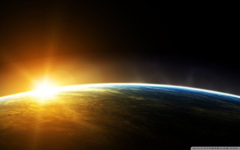 Earth from Space — Orange, Dramatic, Sunrise, Digital Art, Sun