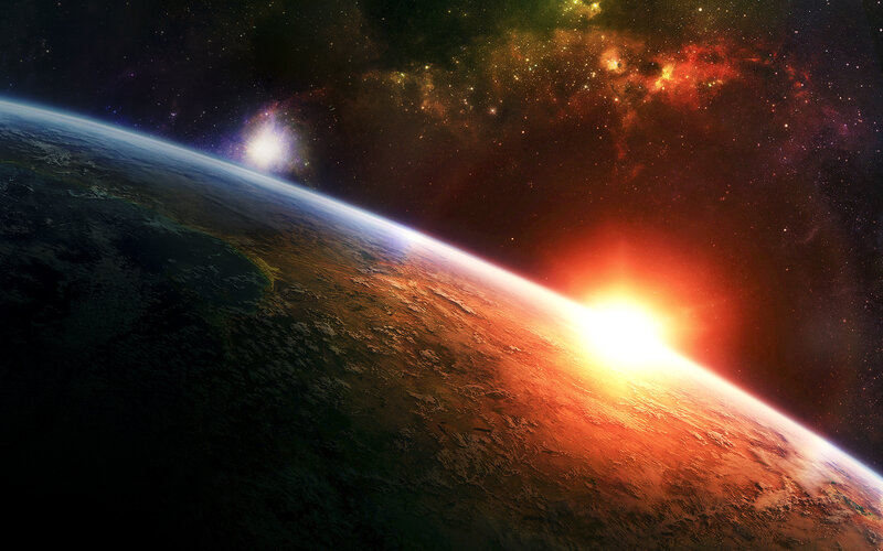 Earth from Space — Orange, Dramatic, Sunset