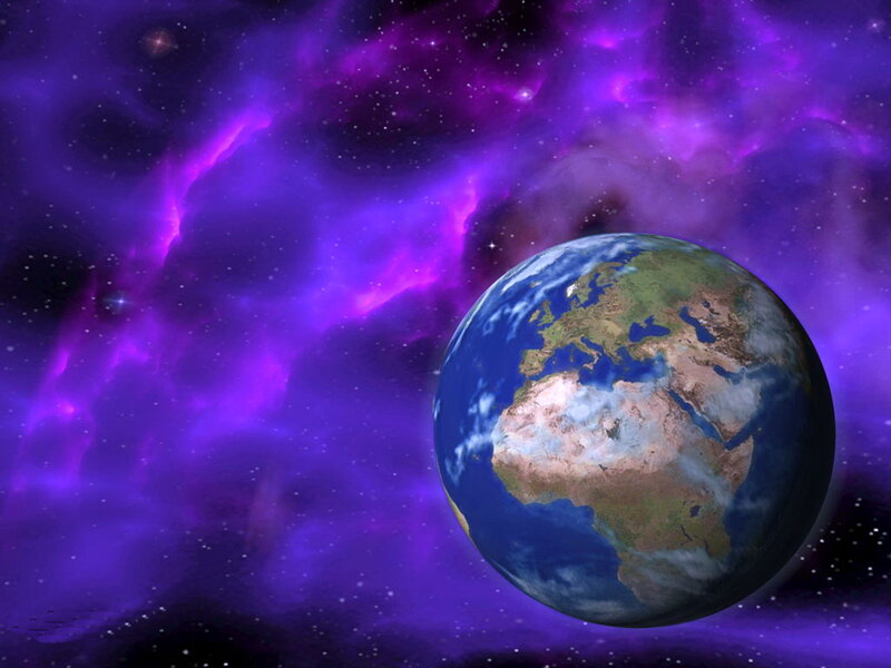 Earth from Space — Purple, Cosmic, Digital Art, Stars