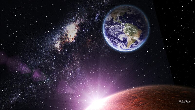 Earth from Space — Purple, Dramatic, Digital Art, Planet