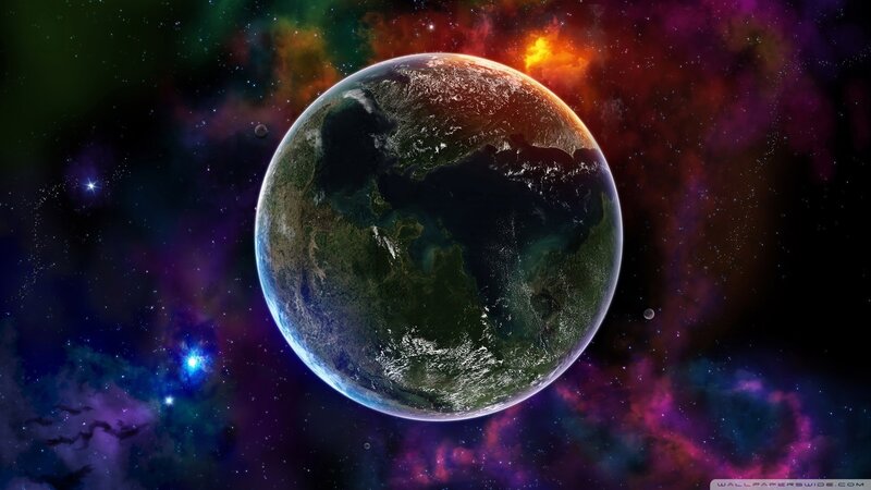 Earth from Space — Purple, Dramatic, Digital Art, Stars