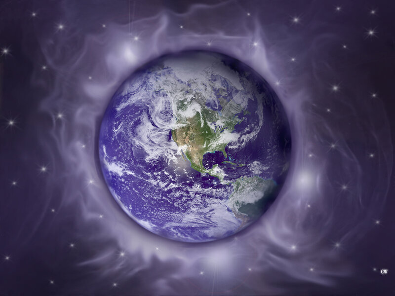 Earth from Space — Purple, Serene, Digital Art