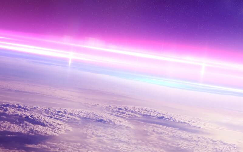 Earth from Space — Purple, Serene, Night, Digital Art