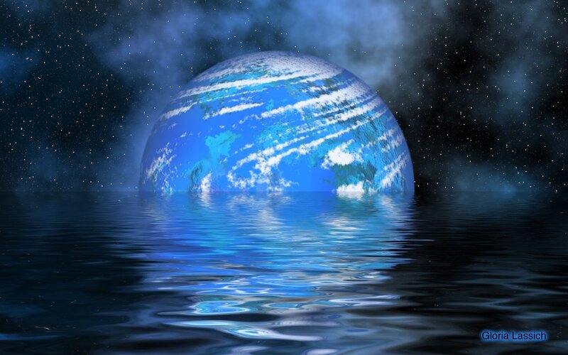 Earth from space reflection