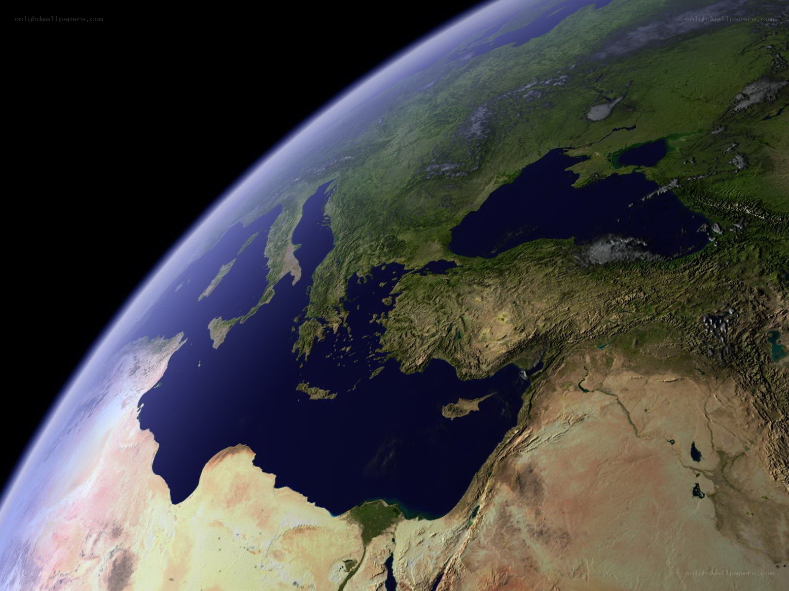 Earth from space showing Mediterranean