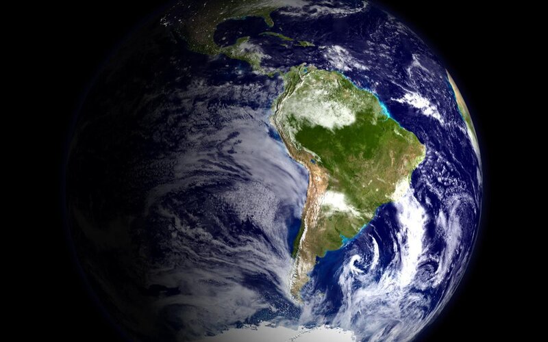Earth from space showing South America