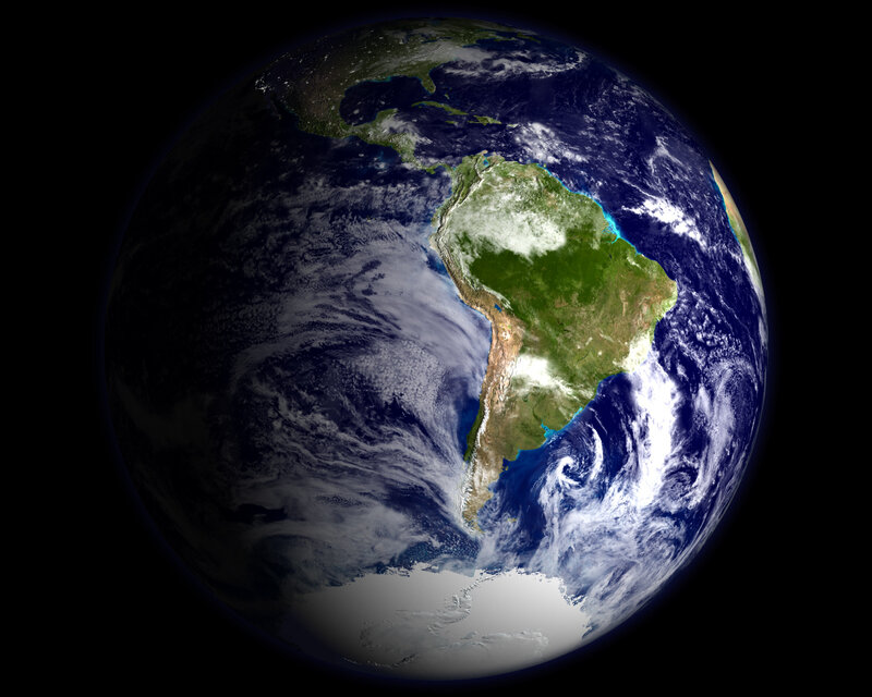 Earth from space showing South America