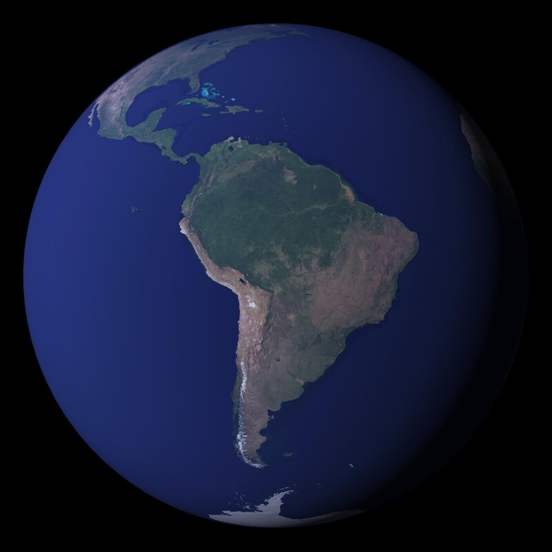 Earth from space showing South America