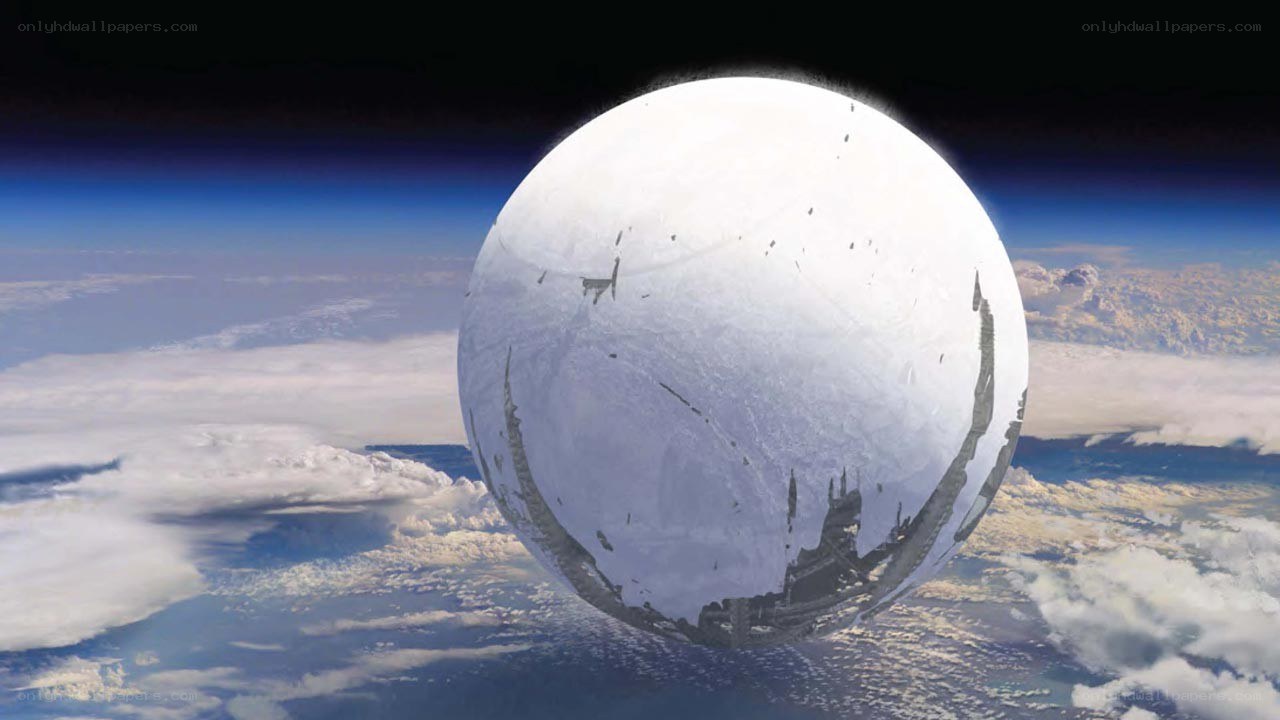 Earth from space with a large sphere