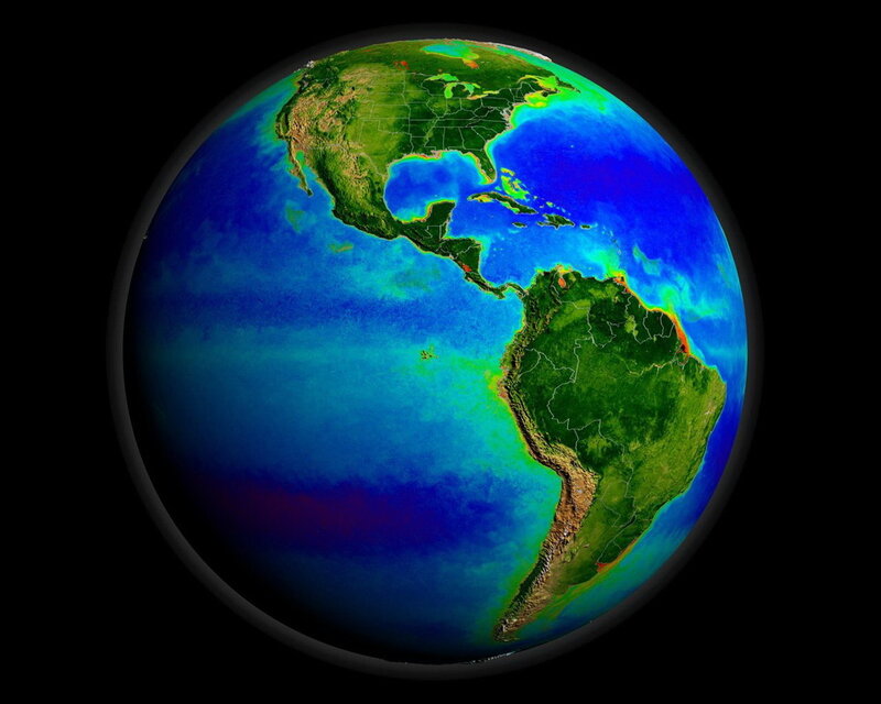 Earth from space with Americas