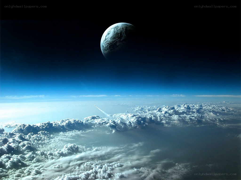 Earth from space with another planet