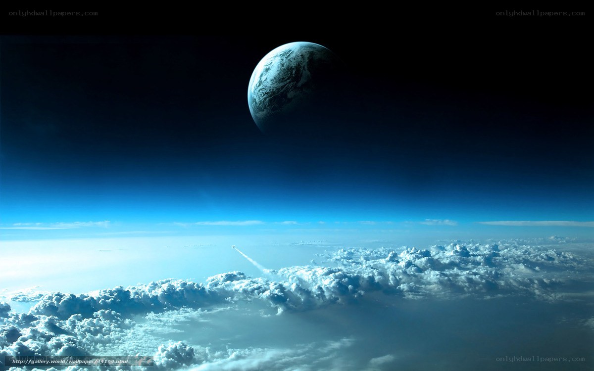 Earth from space with another planet