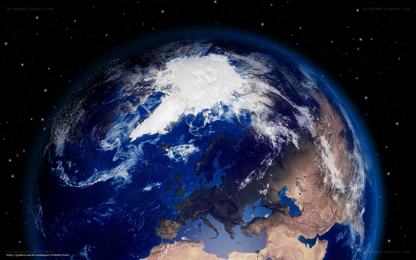 Earth from space with Arctic ice