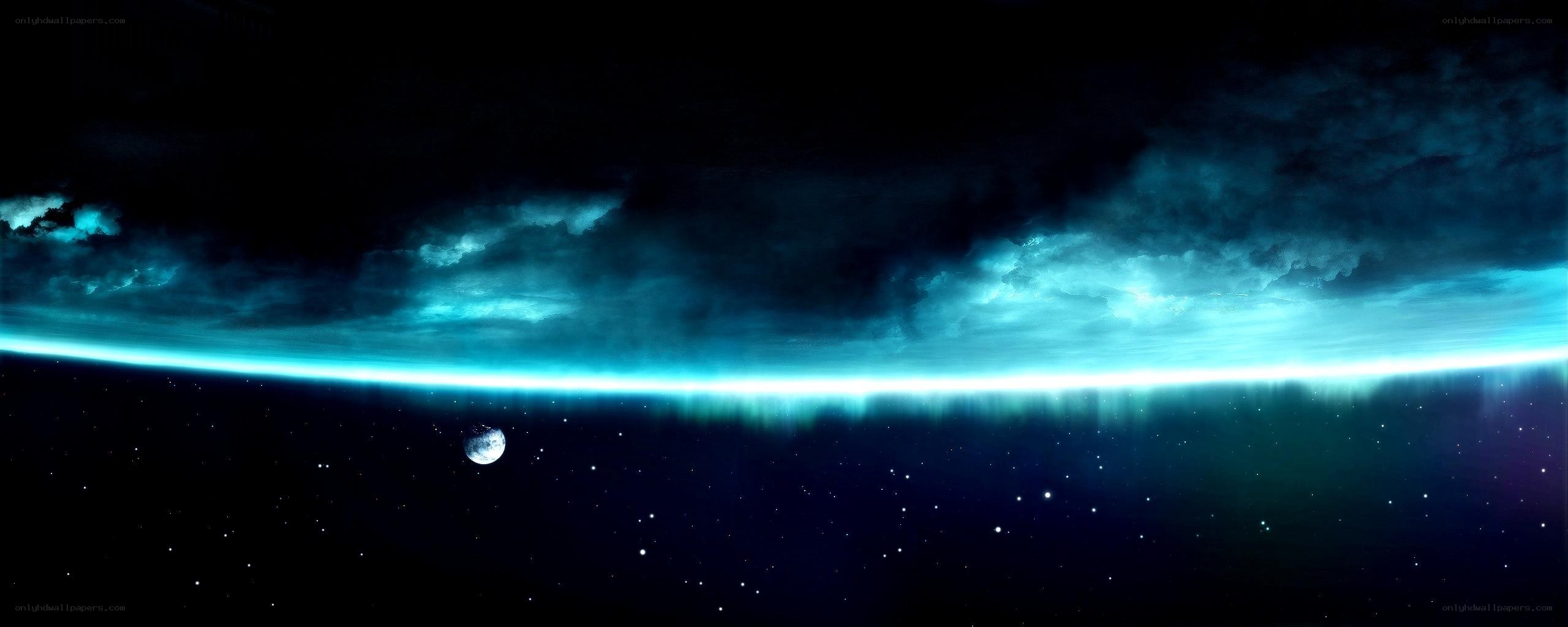 Earth from space with aurora