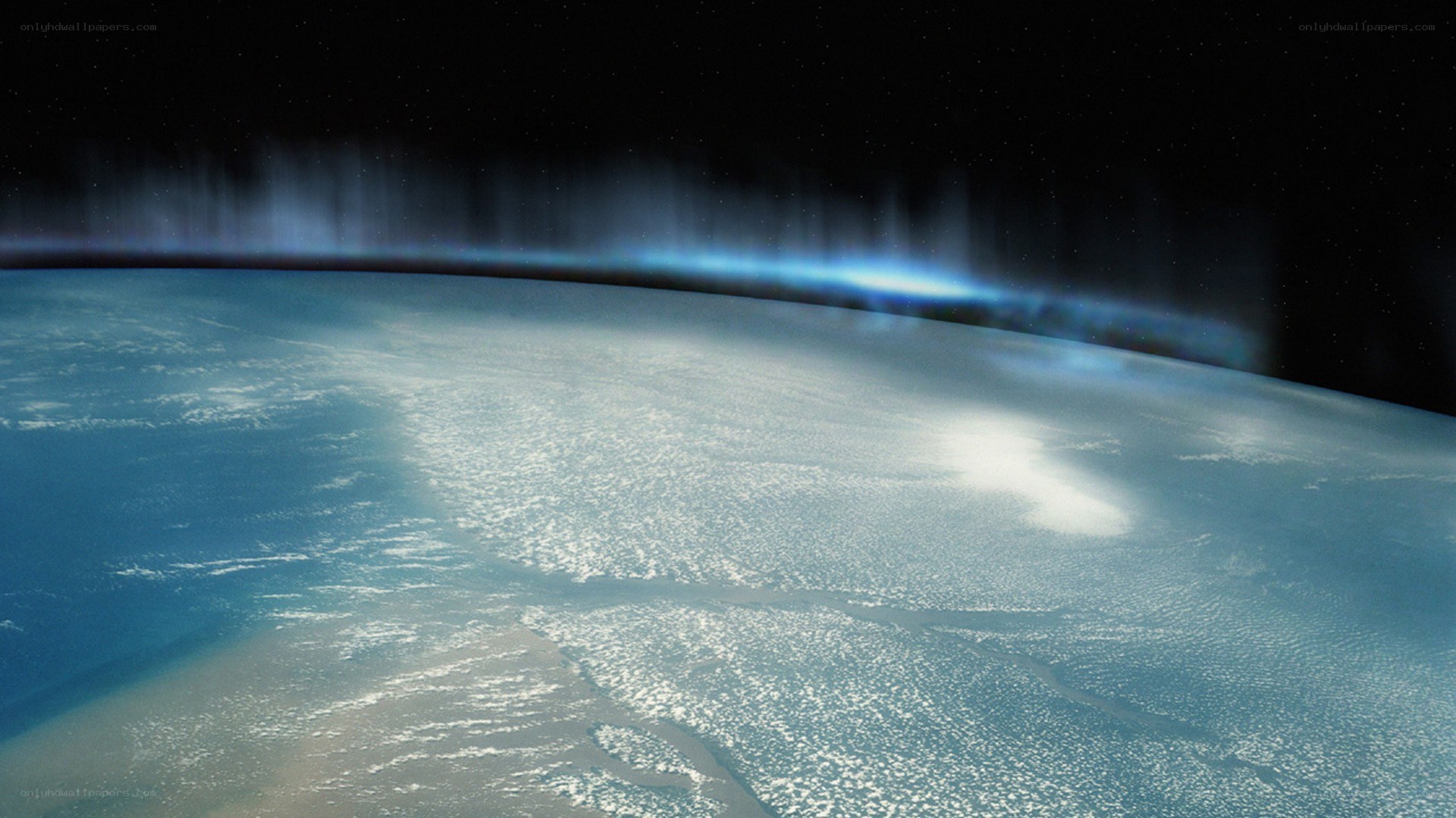 Earth from space with aurora