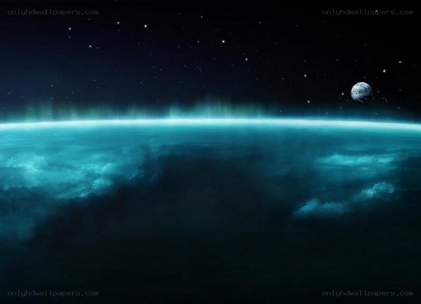 Earth from space with aurora