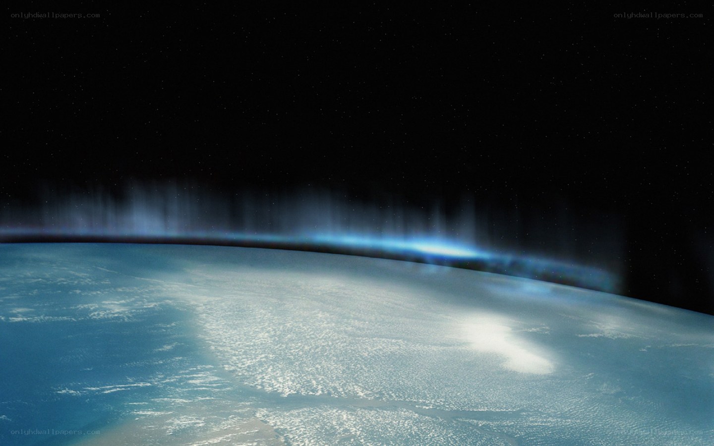 Earth from space with aurora