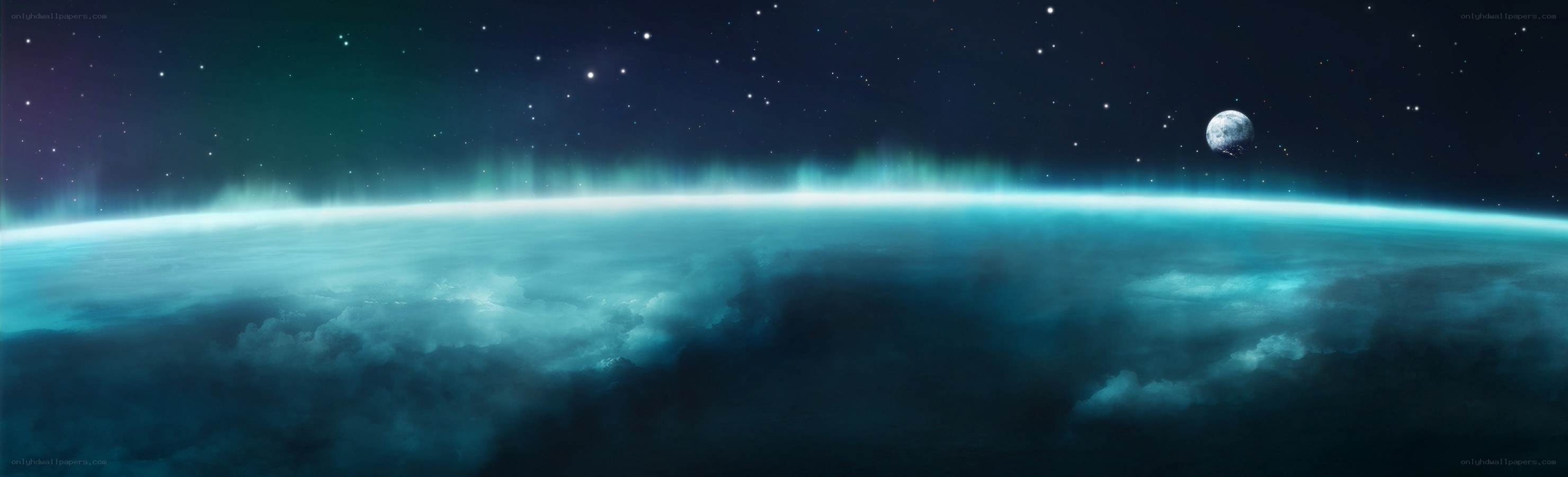 Earth from space with aurora