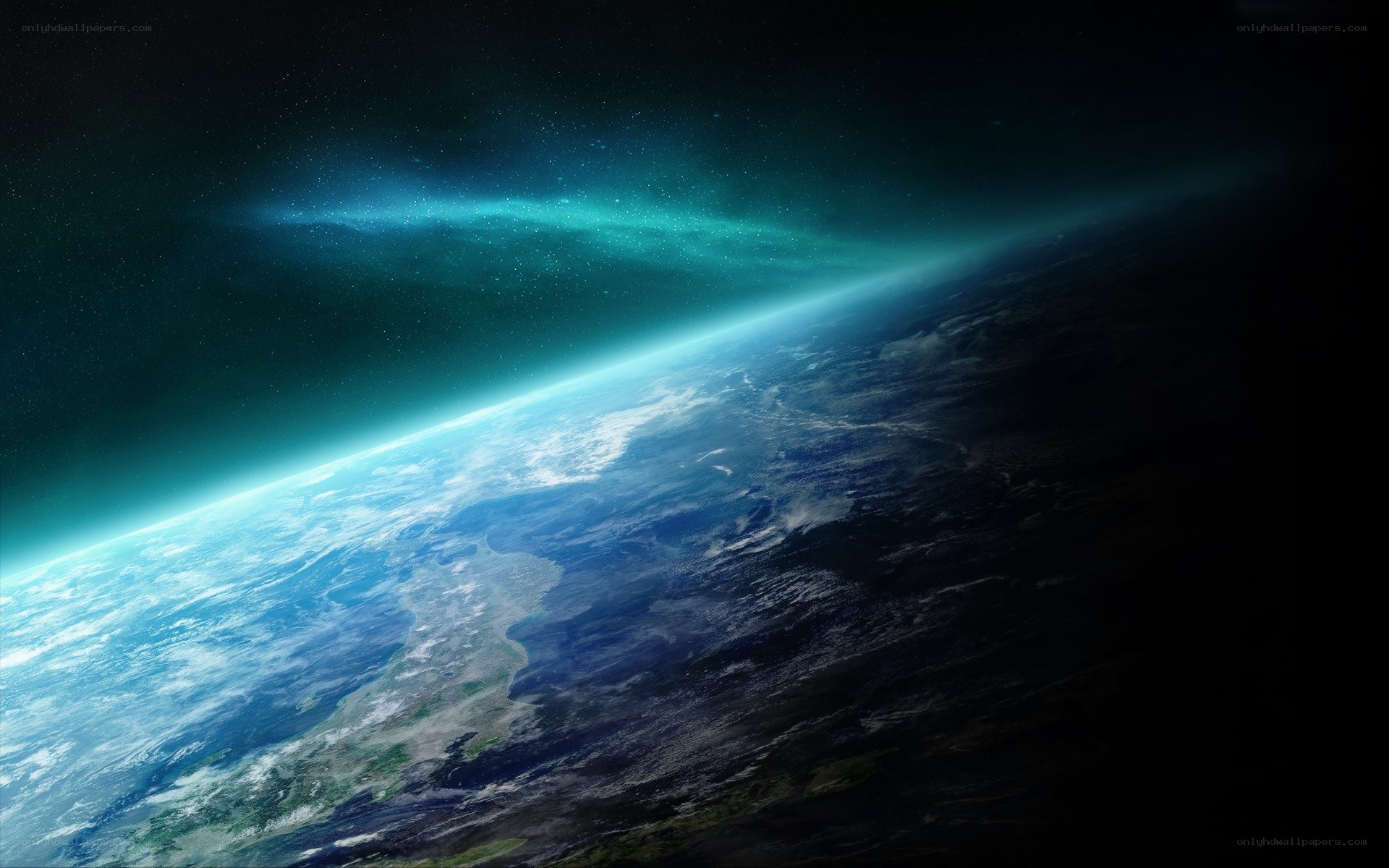 Earth from space with aurora