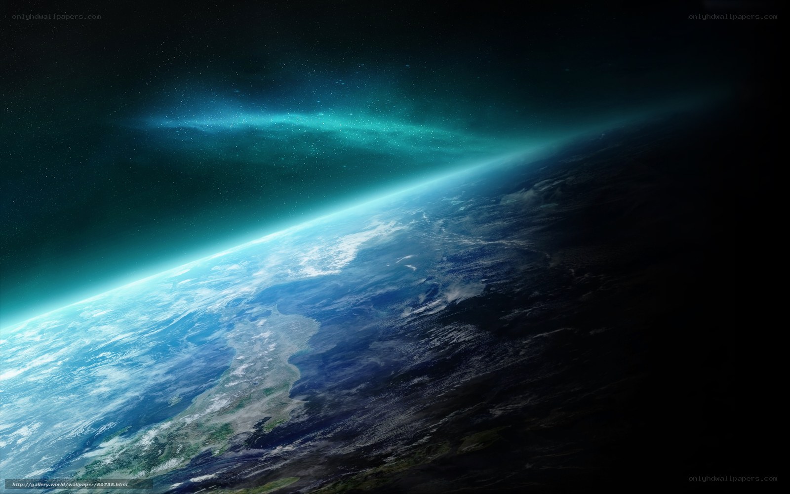 Earth from space with aurora