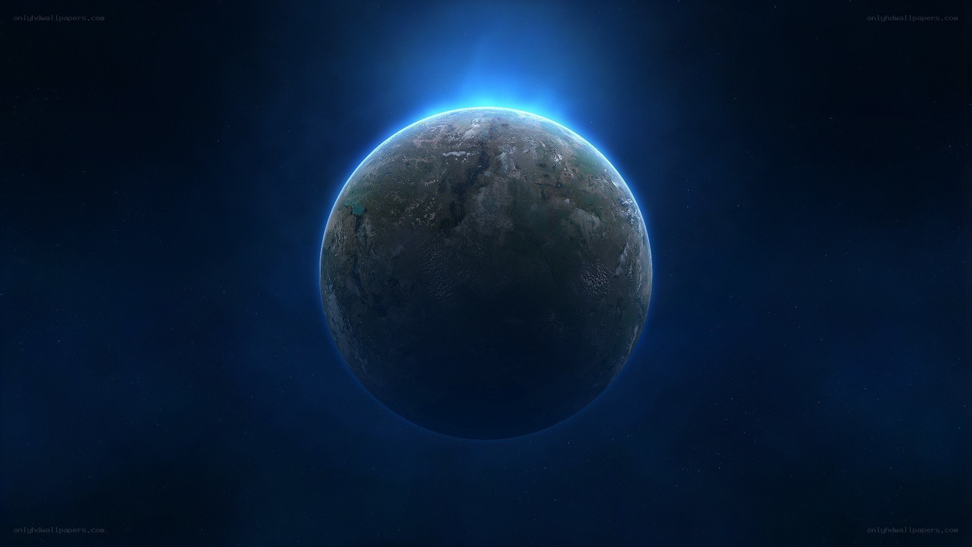 Earth from space with blue glow