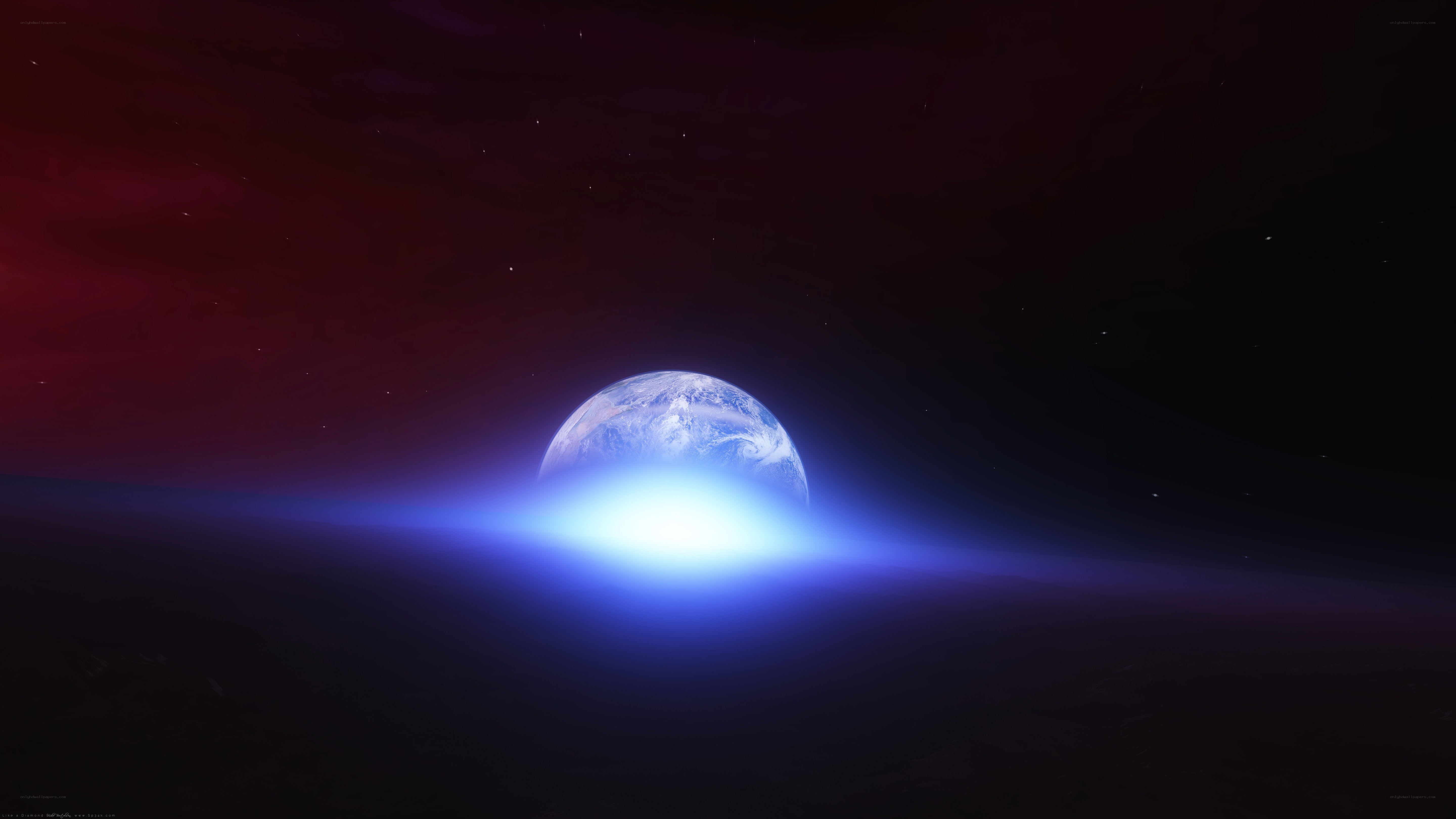 Earth from space with blue glow