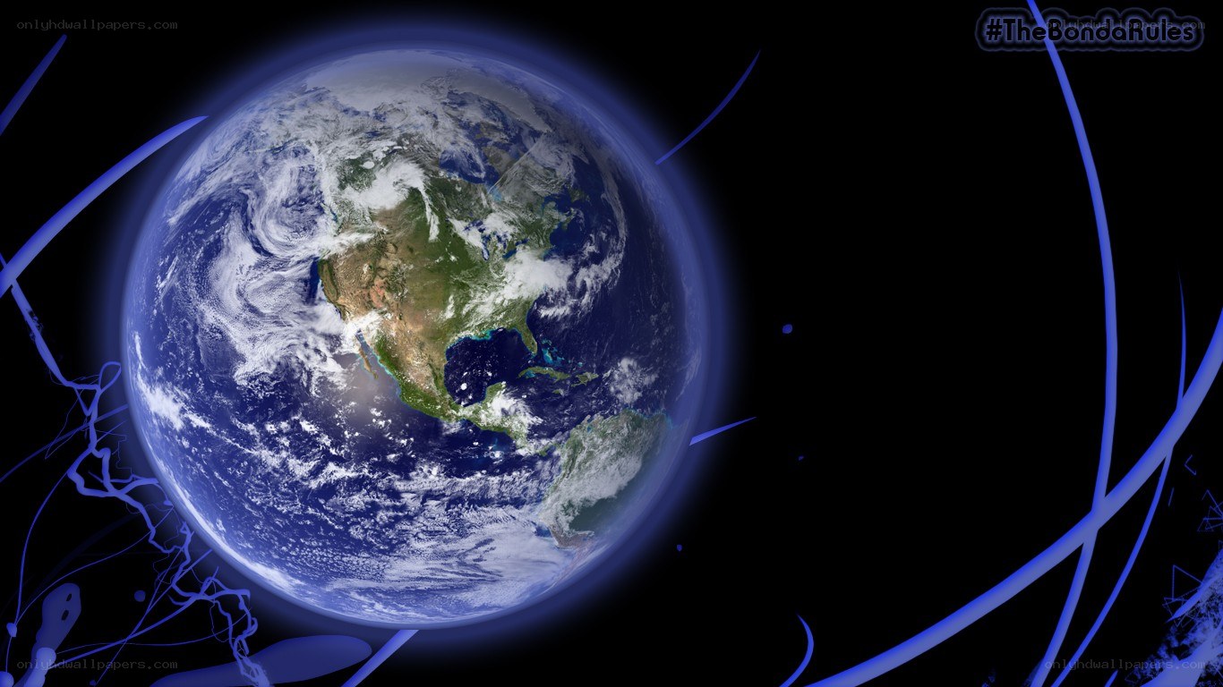 Earth from space with blue lines
