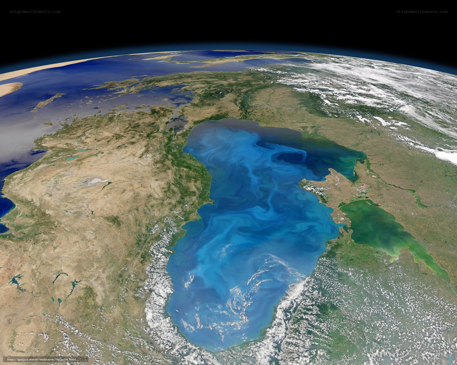 Earth from space with Caspian Sea