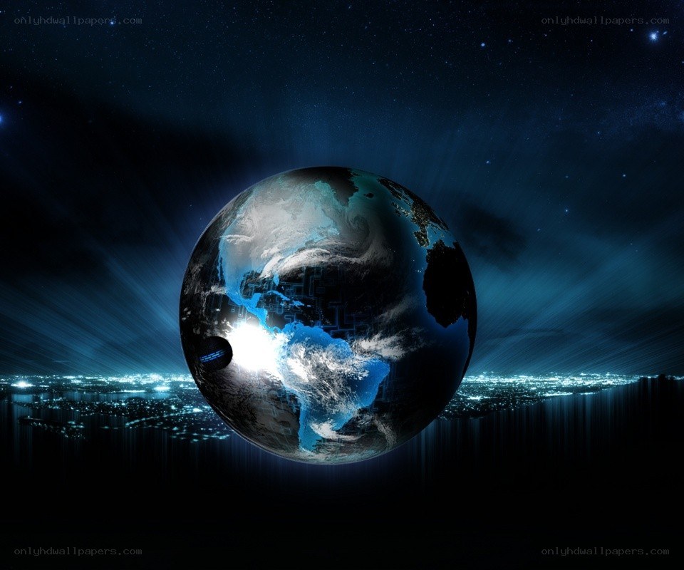 Earth from space with city lights