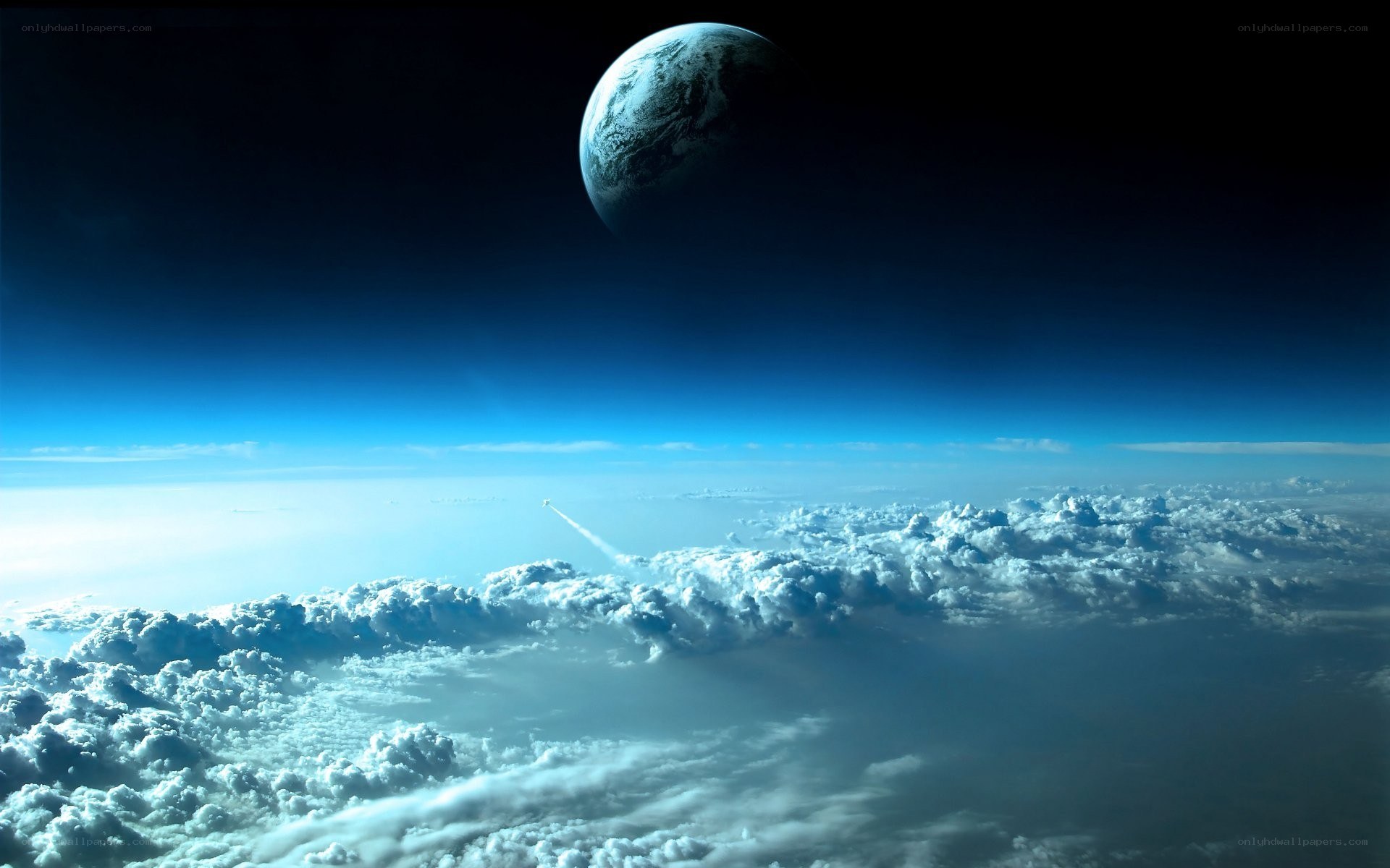 Earth from space with clouds
