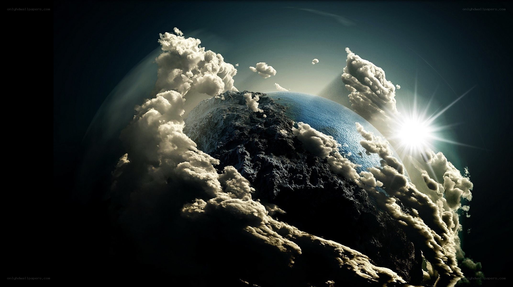 Earth from space with clouds