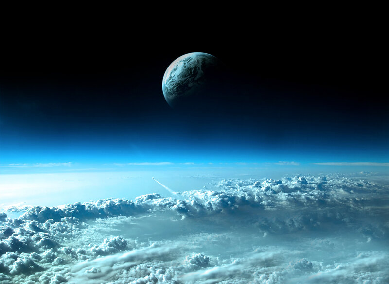 Earth from space with clouds