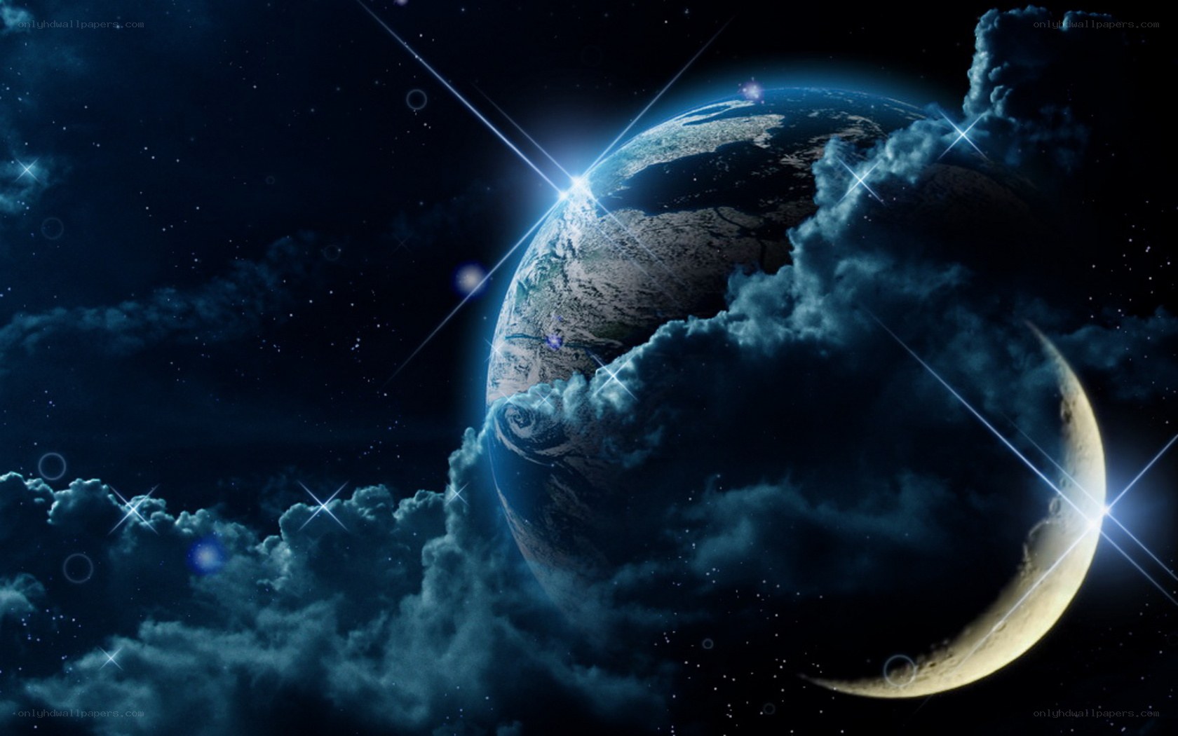 Earth from space with clouds
