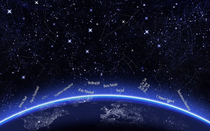 Earth from Space with Constellations — Blue, Serene