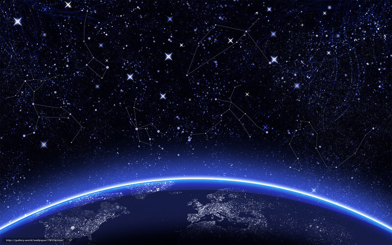 Earth from space with constellations
