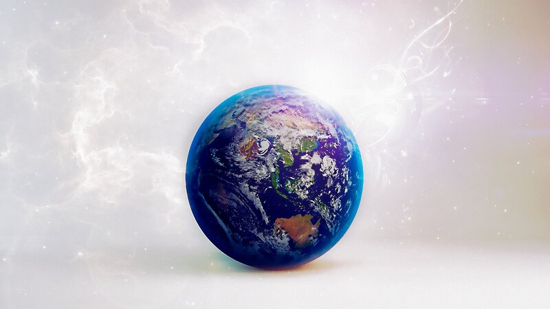 Earth from space with cosmic background