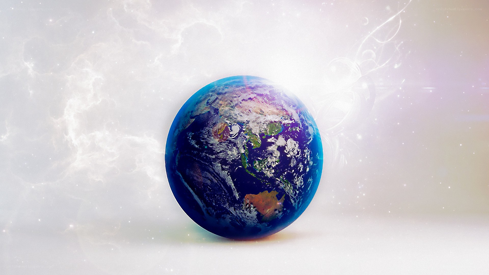 Earth from space with cosmic background