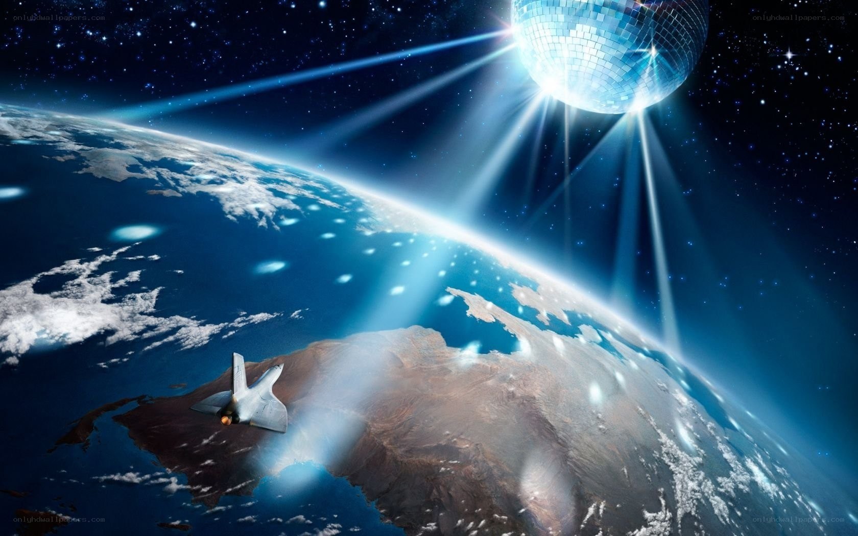 Earth from space with disco ball