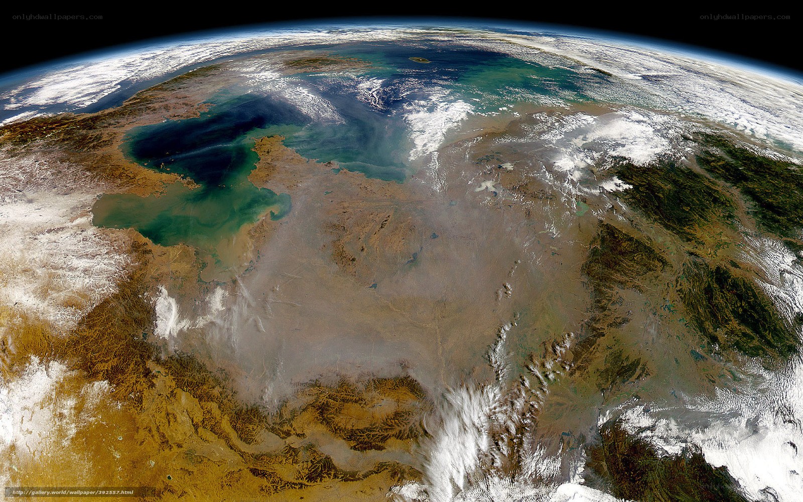 Earth from space with dust storm