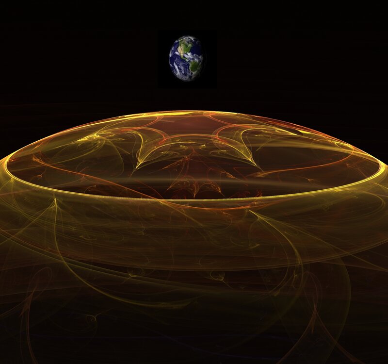 Earth from space with fractal ring
