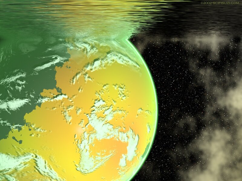 Earth from space with glitch effect