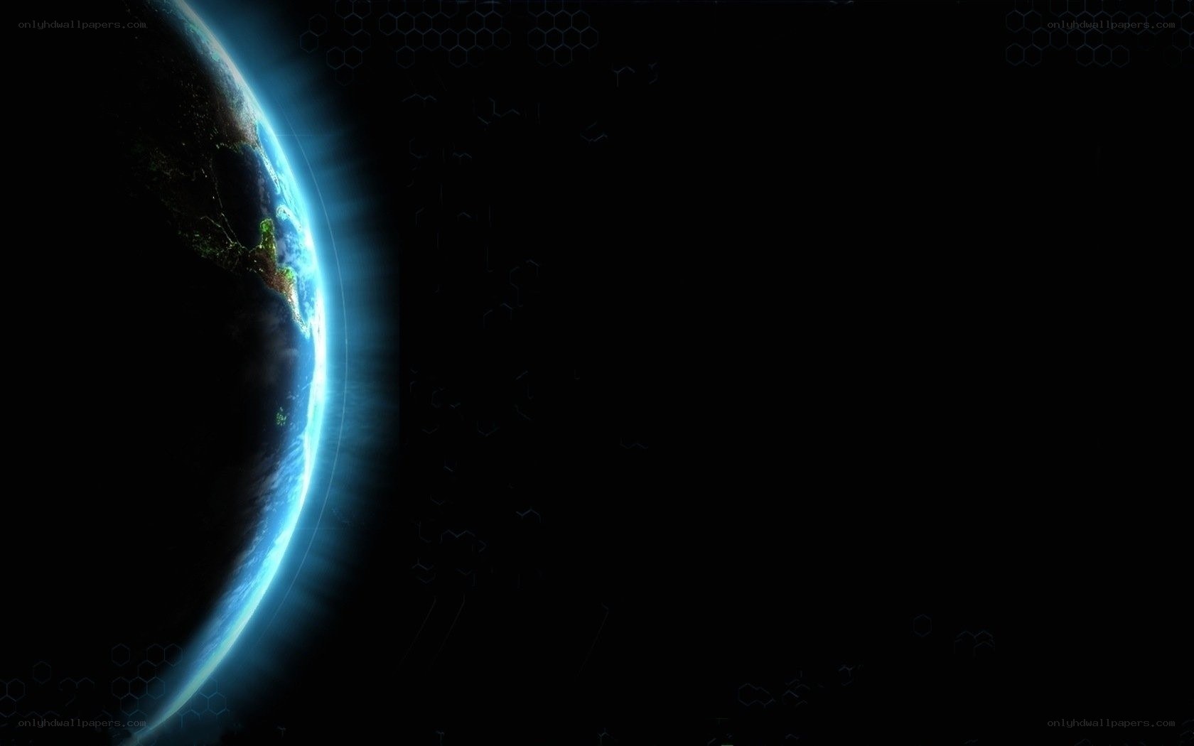 Earth from space with glowing edge