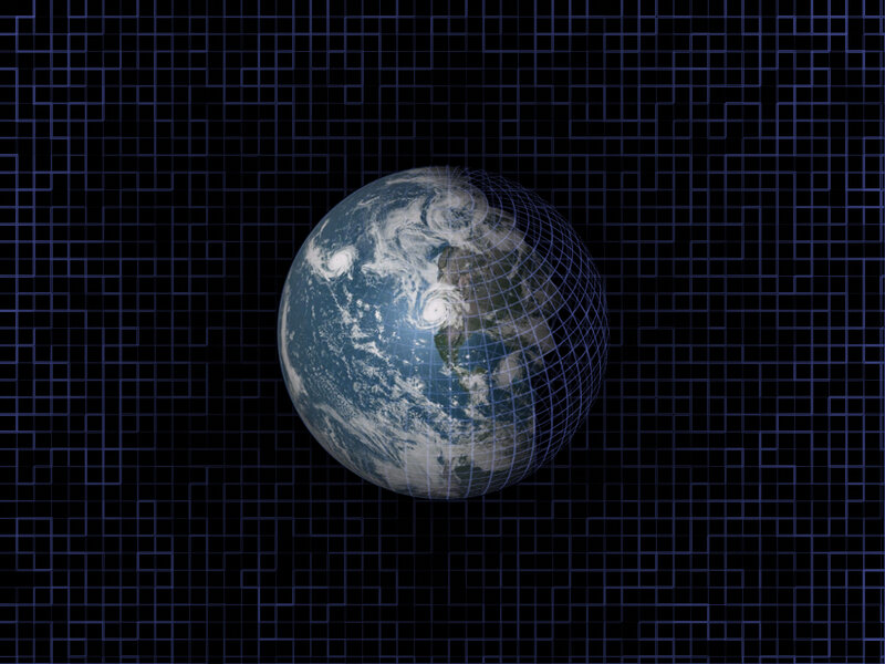 Earth from space with grid overlay