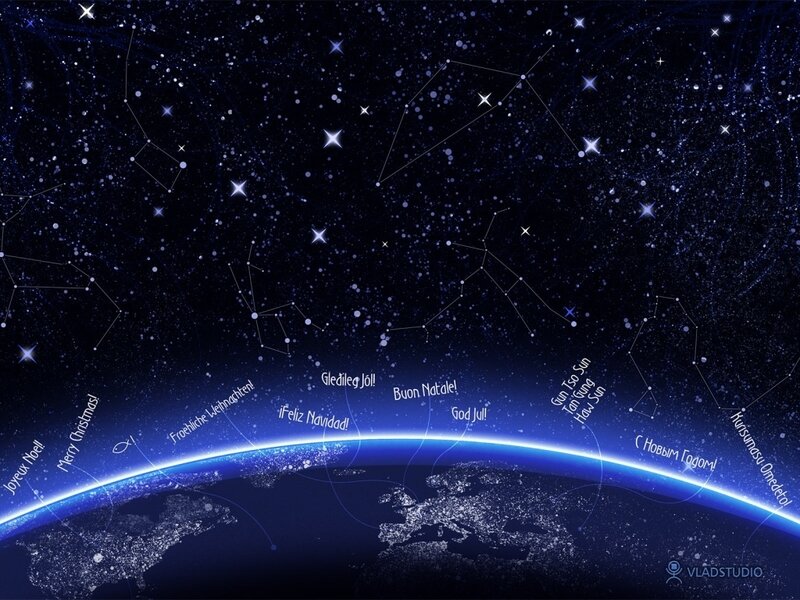 Earth from space with holiday greetings